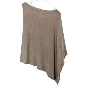 Barefoot Dreams CozyChic Ultra Lite Pointelle Trim Poncho Tan Brown One Size